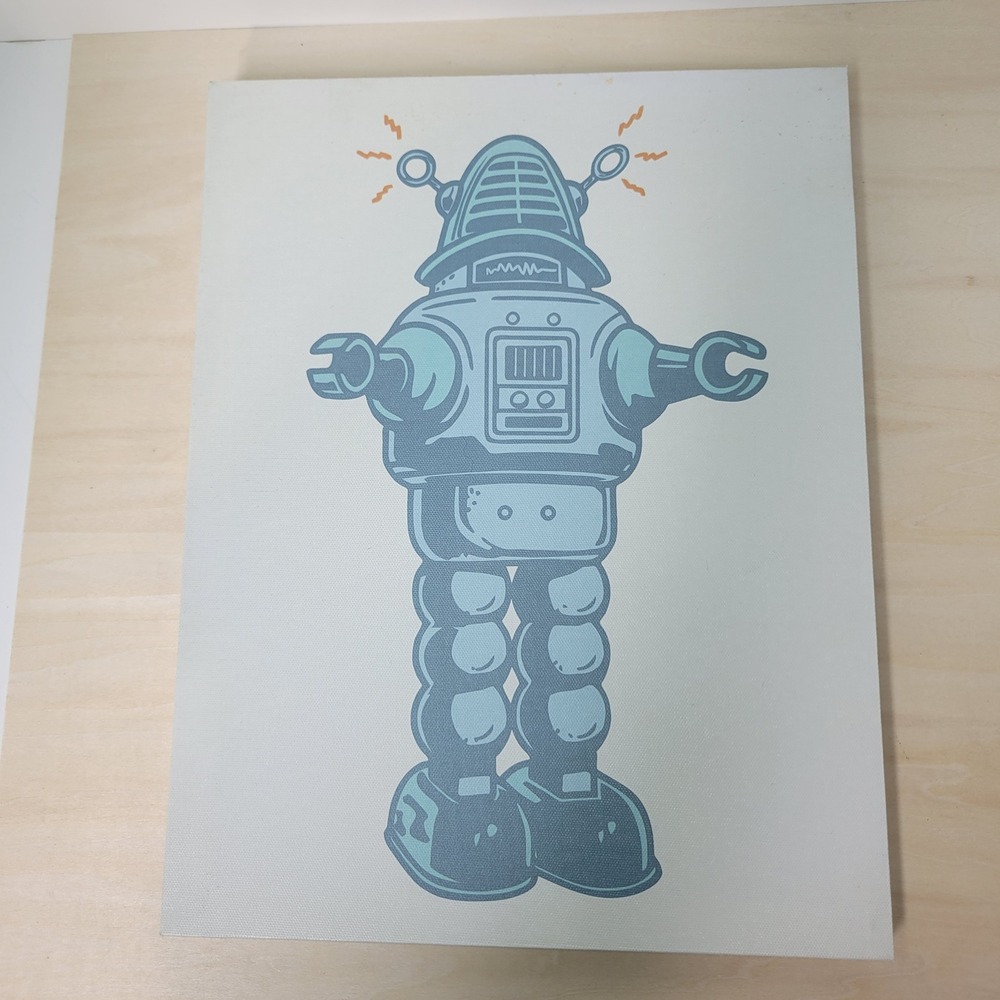 Retro‎ Robot Art Print Canvas Wood Frame Sci-Fi Modern Wall Decor